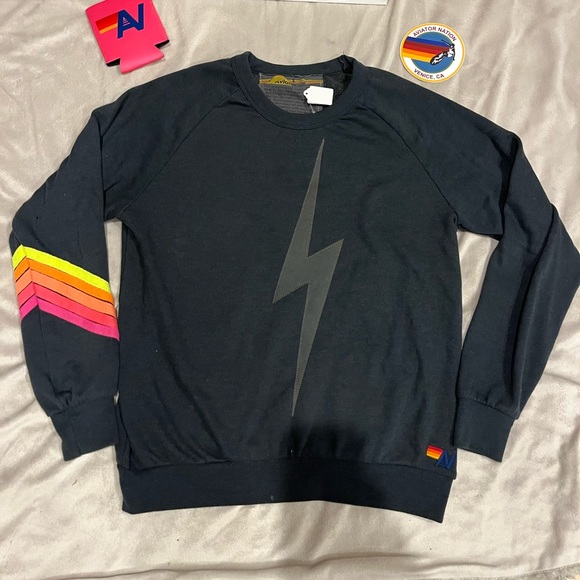 Aviator Nation Tops - - NWT  Aviator Nation Bolt Stitch Chevron Stripe Crew Sweatshirt Small